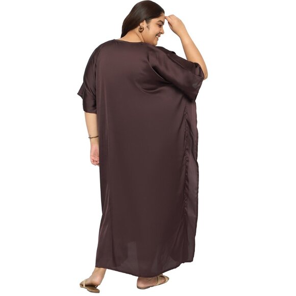 Gypsie Blu Plus Size Solid Satin Caftan Dress Women Maxi Mumu Dresses for Girl - Picture 6 of 6